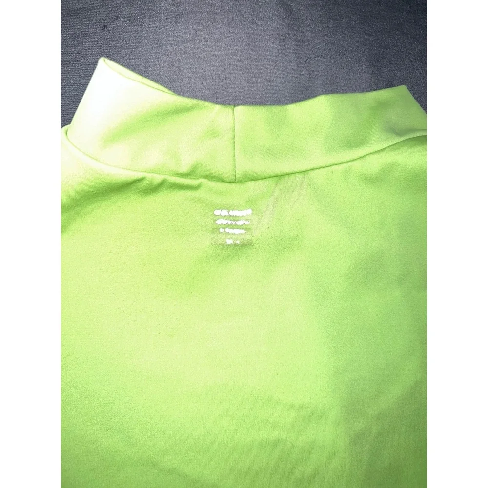 Lands End Mens XL Rash Guard Swim Shirt Long Sleeve Mock Neck Lime Green Tee